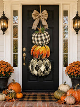 Load image into Gallery viewer, Large Designer Harlequin Pumpkin Door Hanger