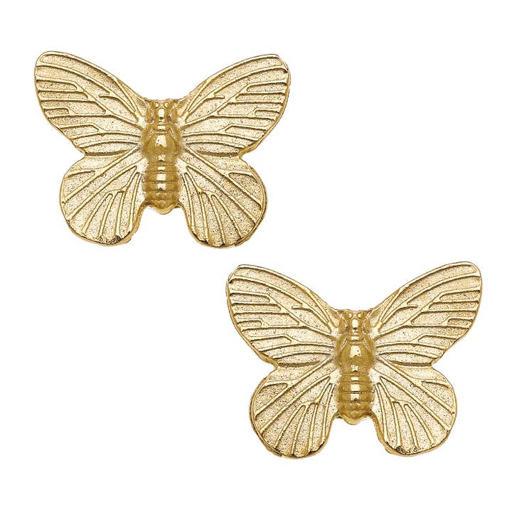 Gold Butterfly Post Earring