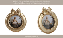 Load image into Gallery viewer, Gold Polyresin Round with Bow 4x4 in. Frame