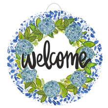 Load image into Gallery viewer, Hydrangeas Welcome Willow Door Hanger