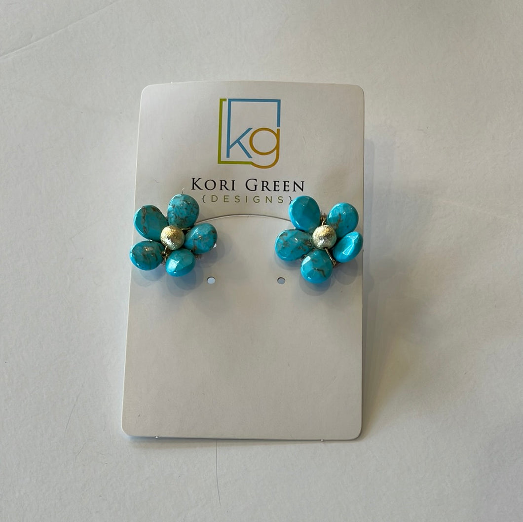 Small Turquoise Flower Stud Earrings
