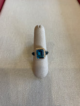 Load image into Gallery viewer, 14K Yellow Gold 3 Stone Blue Topaz and Diamond Ring