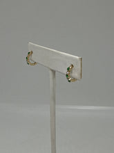 Load image into Gallery viewer, 14K Yellow Gold Diamond and Emerald Huggie Hoop Earring