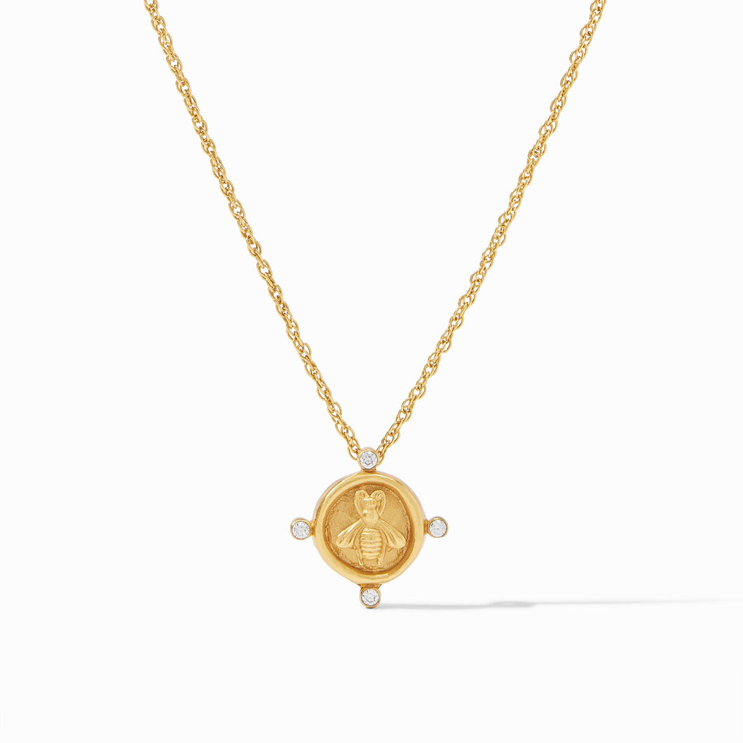 Bee Cameo CZ Solitaire Necklace