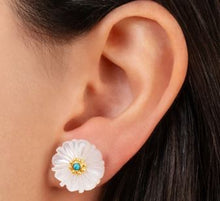Load image into Gallery viewer, Milos Carved Stone Flower Stud Earring