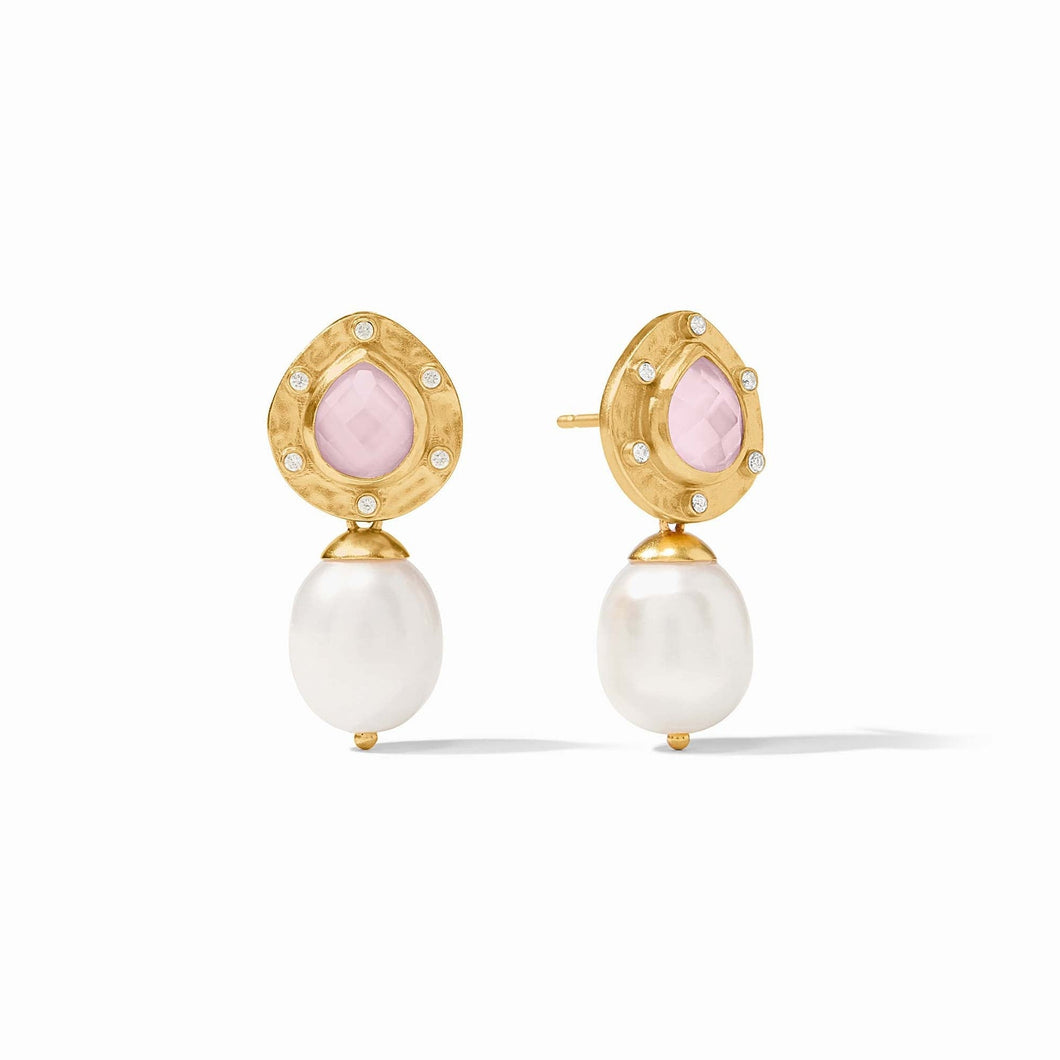 Clementine Iridescent Rose Pearl Drop Earrings