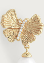 Load image into Gallery viewer, Butterfly With Pearl Drop Earrings
