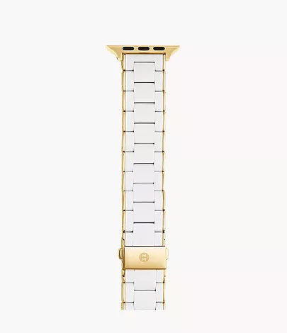 White and Gold Tone Silicone Apple Watch Band