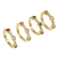 Load image into Gallery viewer, Colorful CZ Stud Adjustable Ring