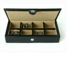 Load image into Gallery viewer, Black Leather Cufflinks Rings Storage Box