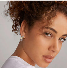 Load image into Gallery viewer, Two-Tone Caviar Beaded Diamond Hoop Earrings