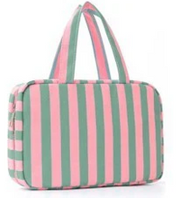 Load image into Gallery viewer, Striped Hanging Toiletry & Makeup Organizer Bag