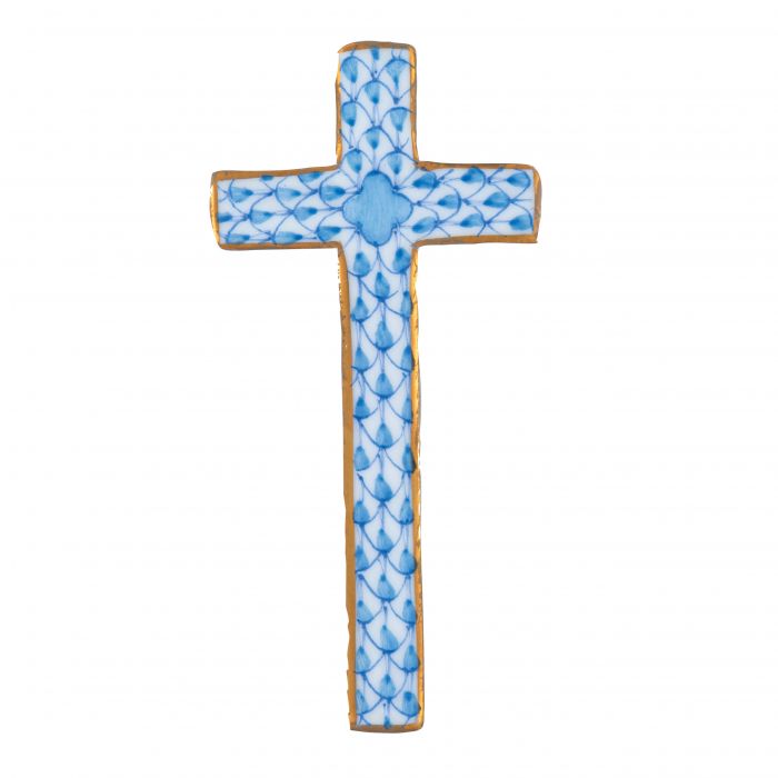 Blue Fishnet Miniature Cross