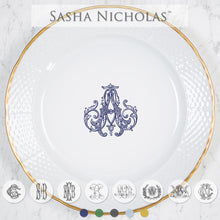 Load image into Gallery viewer, Weave Gold Rim Charger with Monogram