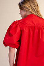 Load image into Gallery viewer, Bubble Sleeve V-Neck Stand Collar Shirt