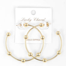 Load image into Gallery viewer, Gold Plated Ball Beaded Hoop Earrings