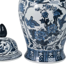 Load image into Gallery viewer, Decorative Jar - Blue Ceramic Flowers Temple Style, 19 in.