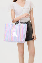 Load image into Gallery viewer, Large Striped Vinyl Tote Bags