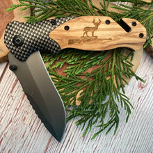 Load image into Gallery viewer, Deer on Rifle Pocket Knife