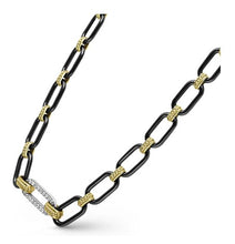 Load image into Gallery viewer, 18K Gold and Black Ceramic Diamond Station Link Necklace | 6mm