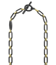 Load image into Gallery viewer, 18K Gold and Black Ceramic Diamond Station Link Necklace | 6mm