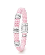 Load image into Gallery viewer, Pink Caviar  Pink Three Station Diamond Caviar Bracelet | 9mm