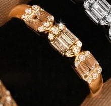 Load image into Gallery viewer, 14K Yellow Gold 3 Station Baguette Diamond Band