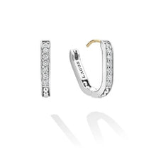 Load image into Gallery viewer, LAGOS Silver Linear Diamond Hoop Earrings