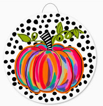 Load image into Gallery viewer, Colorful Pumpkin W/ B&W Background Door Hanger
