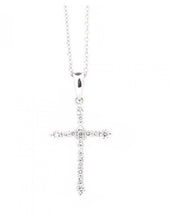 Load image into Gallery viewer, 0.76ct Tapered Diamond Cross Necklace