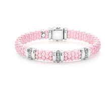 Load image into Gallery viewer, Pink Caviar  Pink Three Station Diamond Caviar Bracelet | 9mm