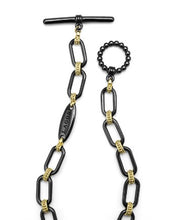Load image into Gallery viewer, 18K Gold and Black Ceramic Diamond Station Link Bracelet | 6mm