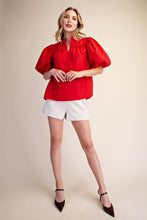 Load image into Gallery viewer, Bubble Sleeve V-Neck Stand Collar Shirt
