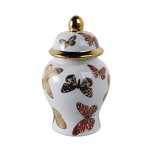 Load image into Gallery viewer, Multicolor 8x5 in. Ceramic Glam Temple Jar with Butterflies