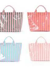 Load image into Gallery viewer, Large Striped Vinyl Tote Bags