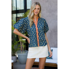 Load image into Gallery viewer, Puff Sleeve Floral Detailed V-Neck Top