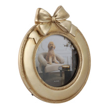 Load image into Gallery viewer, Gold Polyresin Round with Bow 4x4 in. Frame