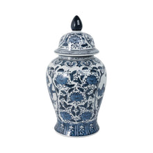 Load image into Gallery viewer, Decorative Jar - Blue Ceramic Flowers Temple Style, 19 in.