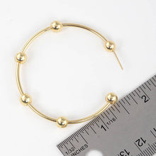 Load image into Gallery viewer, Gold Plated Ball Beaded Hoop Earrings