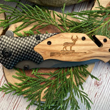 Load image into Gallery viewer, Deer on Rifle Pocket Knife