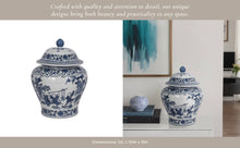 Load image into Gallery viewer, Blue Ceramic Blossoms Temple Decorative Jar -15 inches