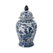 Load image into Gallery viewer, Decorative Jar - Blue Ceramic Flowers Temple Style, 19 in.