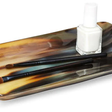 Load image into Gallery viewer, Decorative Horn Vanity Serving Tray Black & Brown 4x7"