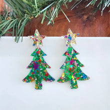 Load image into Gallery viewer, Sparkle Christmas Tree Earrings
