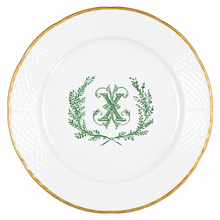 Load image into Gallery viewer, Weave Gold Rim Charger with Monogram