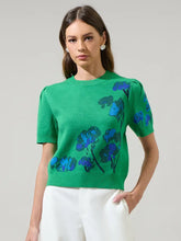 Load image into Gallery viewer, Kersey Floral Pleated Short Sleeve Sweater Top