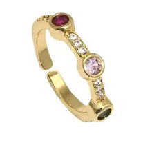 Load image into Gallery viewer, Colorful CZ Stud Adjustable Ring
