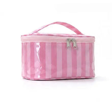 Load image into Gallery viewer, Striped Vinyl Cosmetic Makeup Pouch Bag