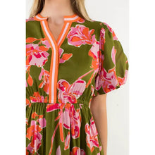 Load image into Gallery viewer, Puff Sleeve Floral Midi Dress