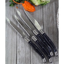 Load image into Gallery viewer, Laguiole Connoisseur 4-Piece Black-Colored Steak Knife Set